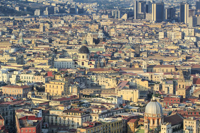 Aerial view of the city of naples with historic and modern buildings