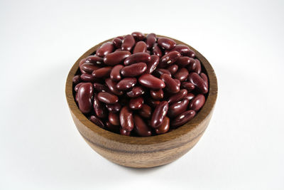 Close-up of coffee beans against white background