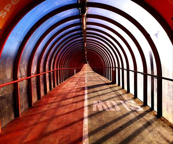 Empty footbridge in tunnel