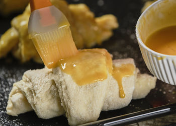 Close-up of dessert on table