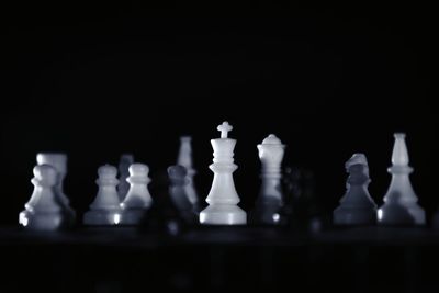 Close-up of chess pieces against blurred background