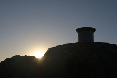 Low angle view of silhouette mountain against sky during sunset