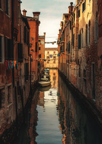 Canal amidst buildings against sky in town