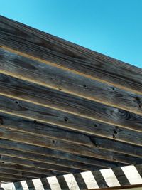 Close-up of wood against clear sky