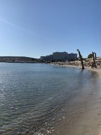 Scenic view of sea against clear sky