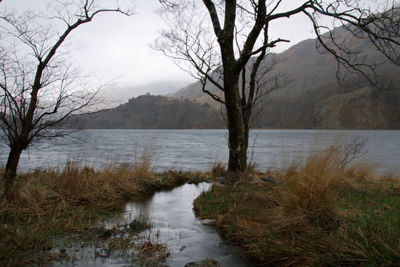 Scenic view of lake against sky