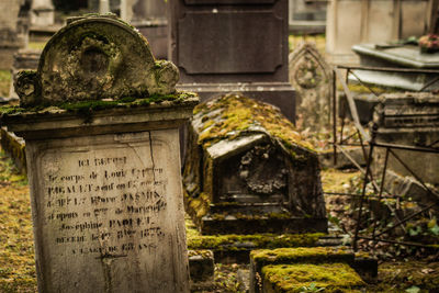 Text on stone at cemetery