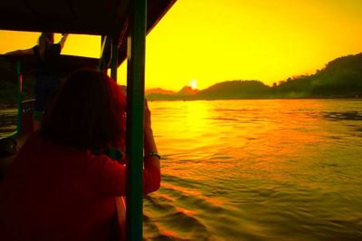 Scenic view of sea at sunset