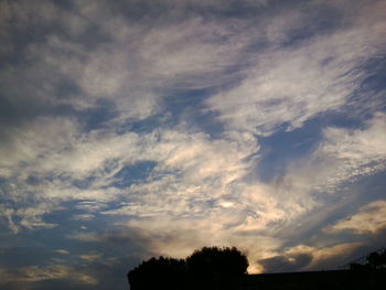 Silhouette of trees against cloudy sky