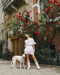 Portrait of woman with dog