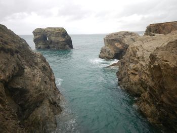 Scenic view of sea against cloudy sky