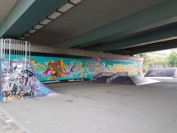 Graffiti on bridge in tunnel