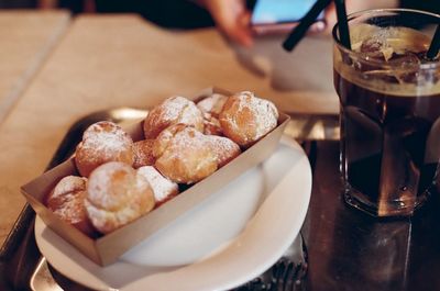 Close-up of ice cream on table