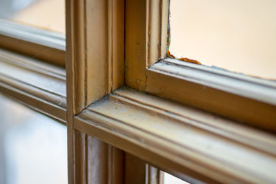 Low angle detail view of window in 1890s apartment building