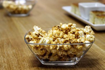 Close-up of breakfast on table