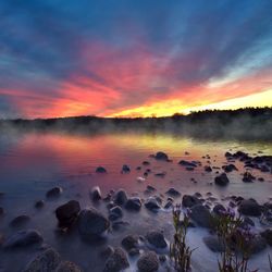 Scenic view of sunset over sea