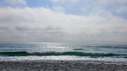 Scenic view of sea against cloudy sky