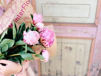 Close-up of pink rose bouquet