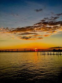 View of lake against sky during sunset