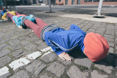 Woman on footpath