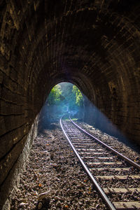 View of railroad tracks in tunnel