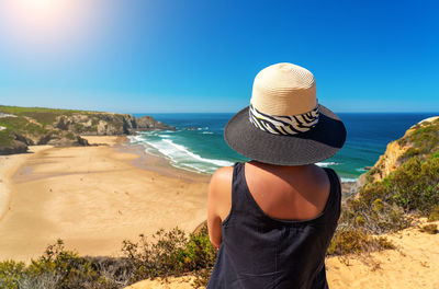 Rear view of man standing on beach