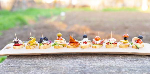 Close-up of food on table