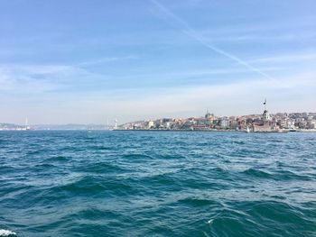 View of sea against blue sky