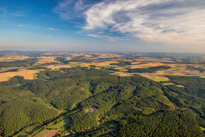 Aerial view at a landscape in germany, rhineland palatinate near bad sobernheim