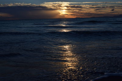 Scenic view of sea at sunset