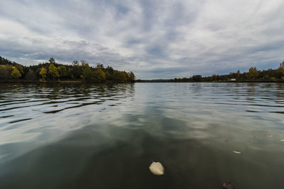 Scenic view of lake against sky