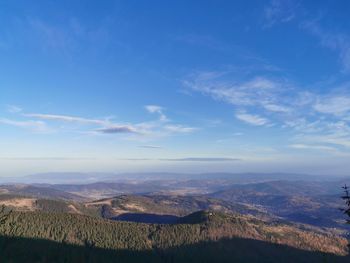 Scenic view of landscape against blue sky