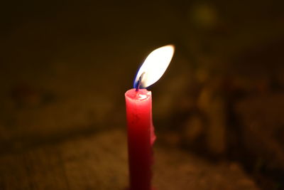 Close-up of burning candle