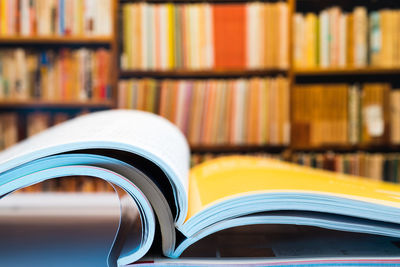 Stack of books on table