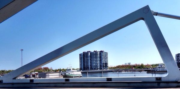 Low angle view of bridge against clear sky