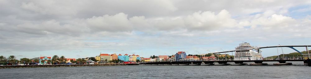 Panoramic view of bridge over river against sky