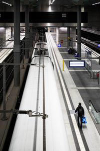 High angle view of railroad station