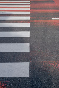 High angle view of zebra crossing on road