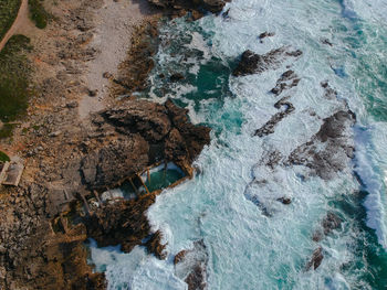 High angle view of sea waves