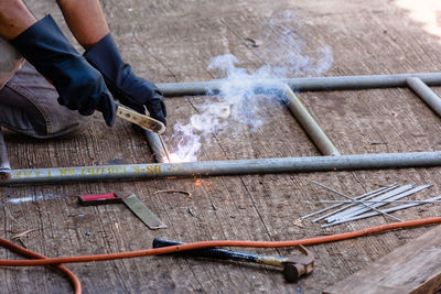 Man working on wood