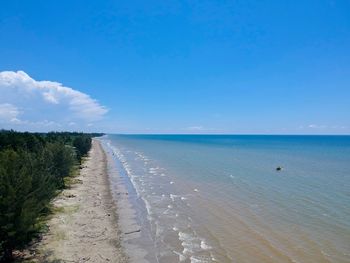 Scenic view of sea against blue sky