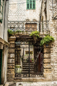 Closed door of building