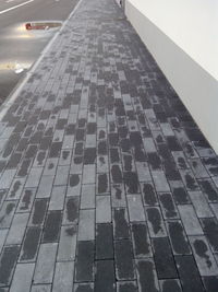 High angle view of tiled floor