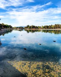 Scenic view of lake against sky
