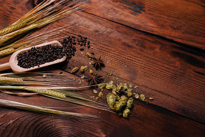 High angle view of food on table