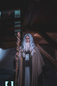 Portrait of man in temple