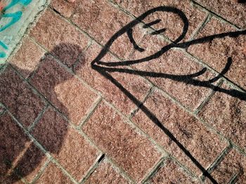 High angle view of shadow on wall