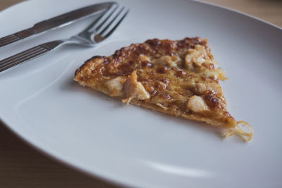 High angle view of breakfast in plate on table