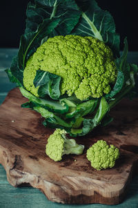 High angle view of vegetables on cutting board