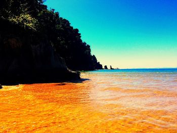 Scenic view of sea against clear sky